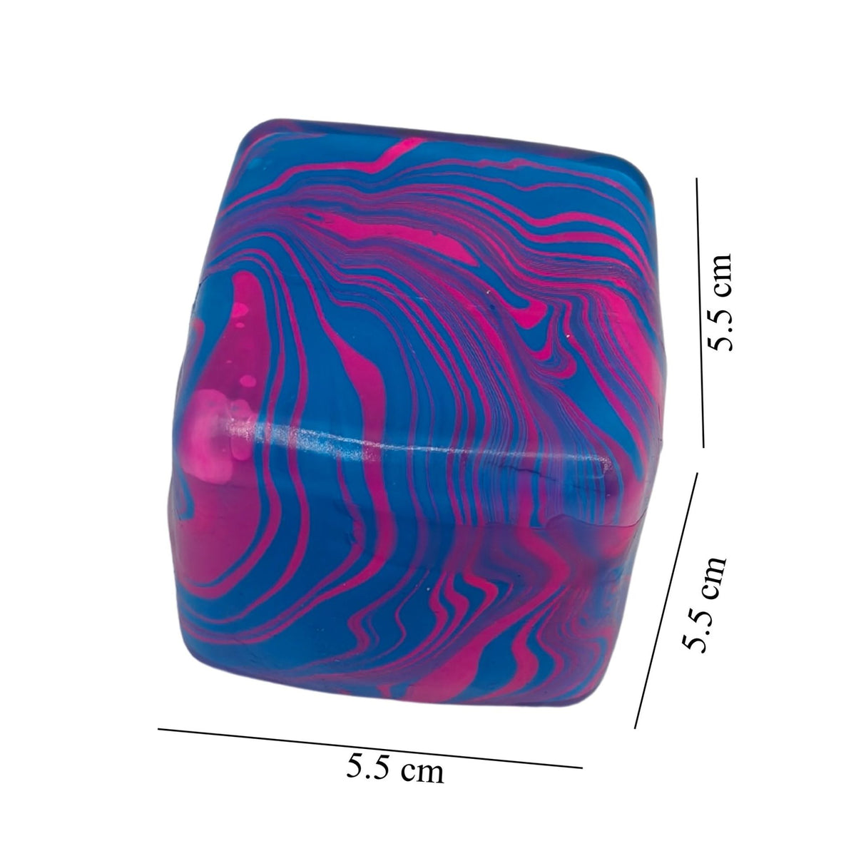 Jucarie Squishy Antistres, Cub Fidget 3D Model Linii Flow, Revenire Lenta, Termoplastic TPE, 5.5x5.5x5.5 cm, 180 g, Albastru Royal