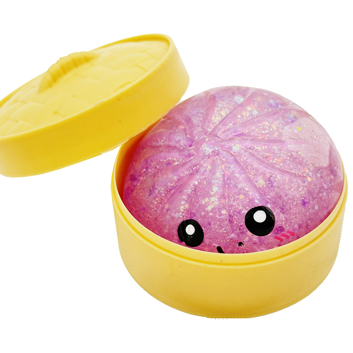 Jucarie Squishy Antistres, Model Dumpling Fata Zambitoare Sclipici, Material Termoplastic, 6 x 6 cm, Culoare Mix Surpriza
