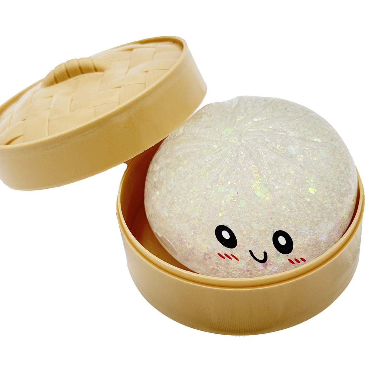 Jucarie Squishy Antistres, Model Dumpling Fata Zambitoare Sclipici, Material Termoplastic, 6 x 6 cm, Culoare Mix Surpriza