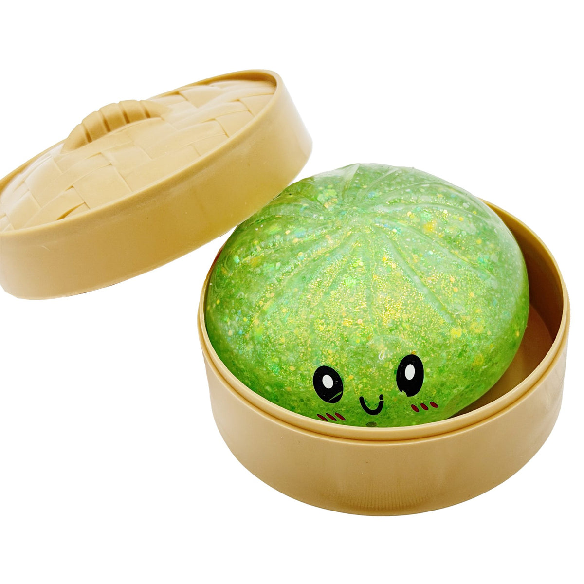 Jucarie Squishy Antistres, Model Dumpling Fata Zambitoare Sclipici, Material Termoplastic, 6 x 6 cm, Culoare Mix Surpriza