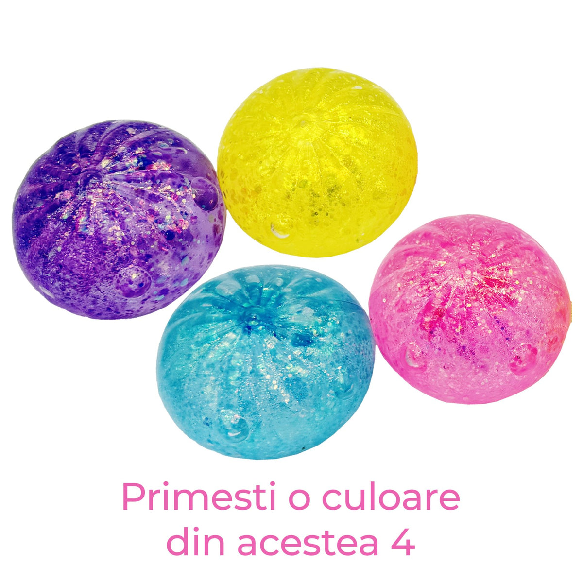 Jucarie Squishy Antistres, Model Dumpling cu Sclipici, Revenire Lenta, Termoplastic, 8.5 x 8.5 cm, Culoare Mix Surpriza