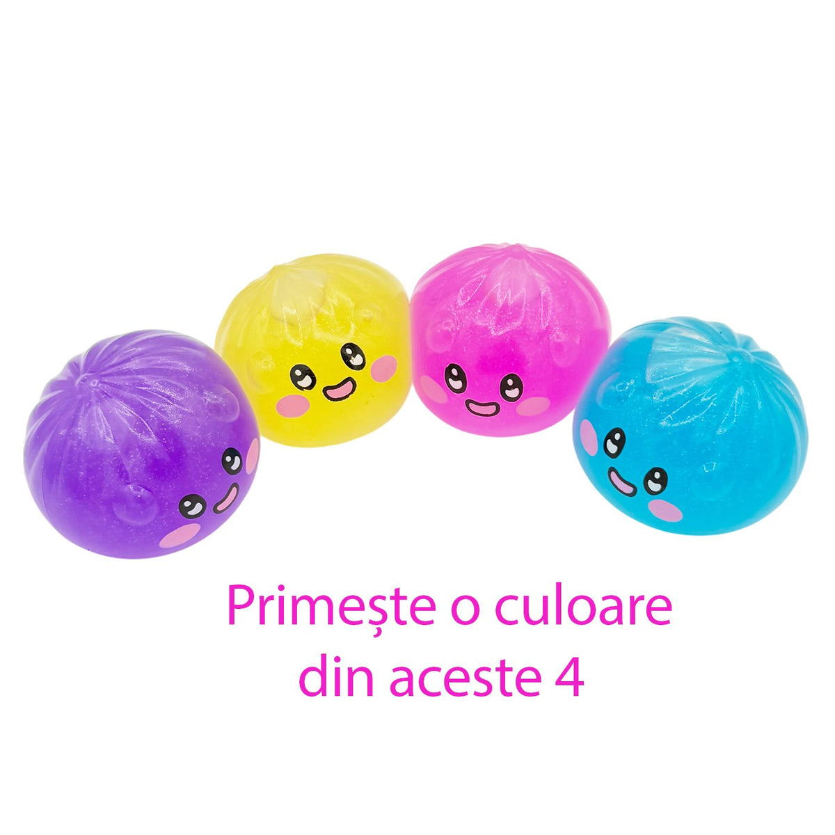 Jucarie Squishy Dumpling Antistres, Revenire Lenta cu Fata Zambitoare, Termoplastic, 5.5x5.5 cm, Culoare Mix Surpriza