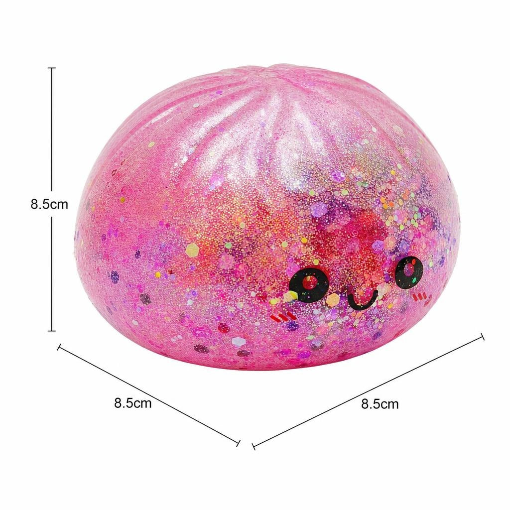 Minge Antistres Squishy, Design Kawaii cu Sclipici, Silicon Transparent, Set 4 Bucati, Multicolor