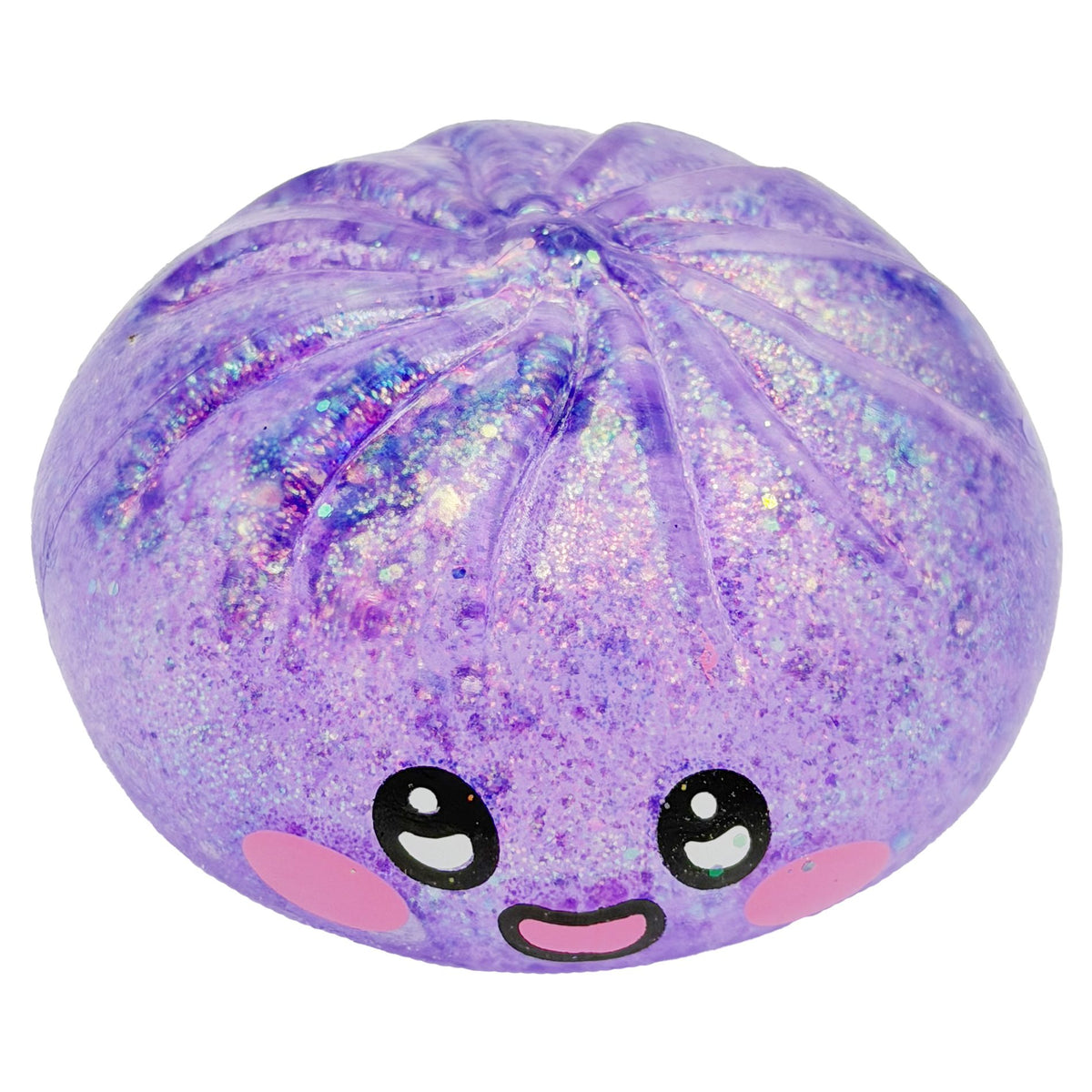 Jucarie Squishy Antistres, Model Dumpling cu Sclipici, Revenire Lenta, Termoplastic, 6.5 x 6.5 cm, Culoare Mix Surpriza