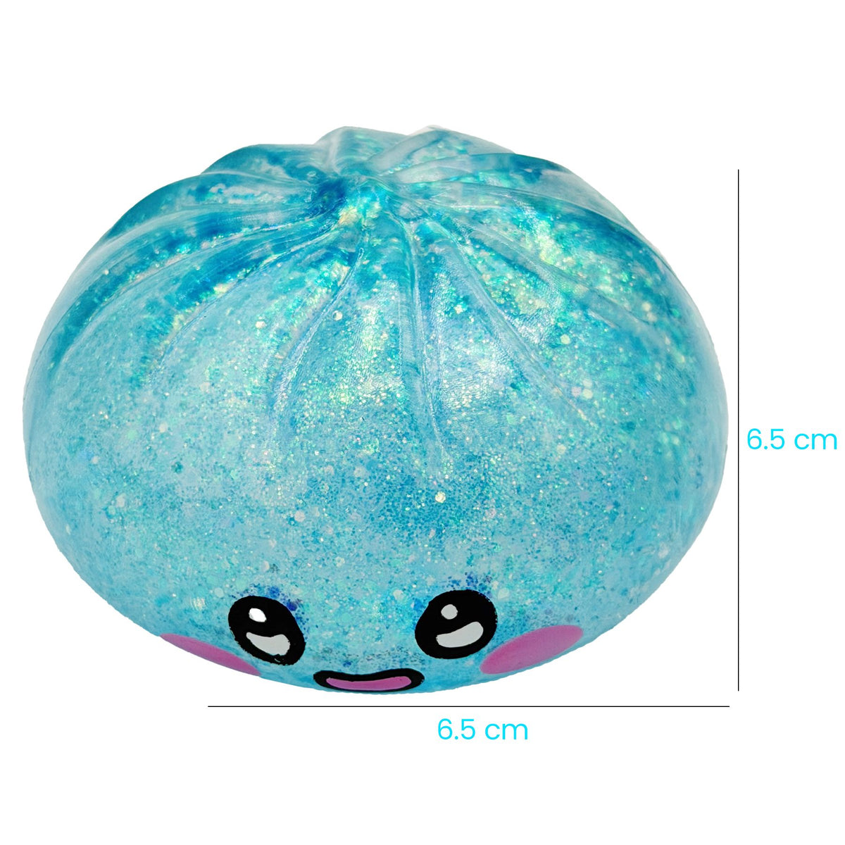Jucarie Squishy Antistres, Model Dumpling cu Sclipici, Revenire Lenta, Termoplastic, 6.5 x 6.5 cm, Culoare Mix Surpriza