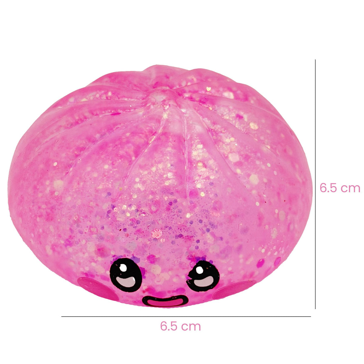 Jucarie Squishy Antistres, Model Dumpling cu Sclipici, Revenire Lenta, Termoplastic, 6.5 x 6.5 cm, Culoare Mix Surpriza