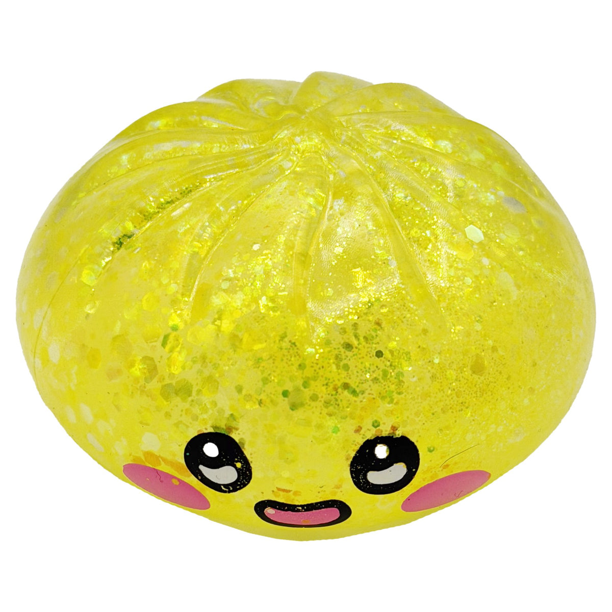 Jucarie Squishy Antistres, Model Dumpling cu Sclipici, Revenire Lenta, Termoplastic, 6.5 x 6.5 cm, Culoare Mix Surpriza