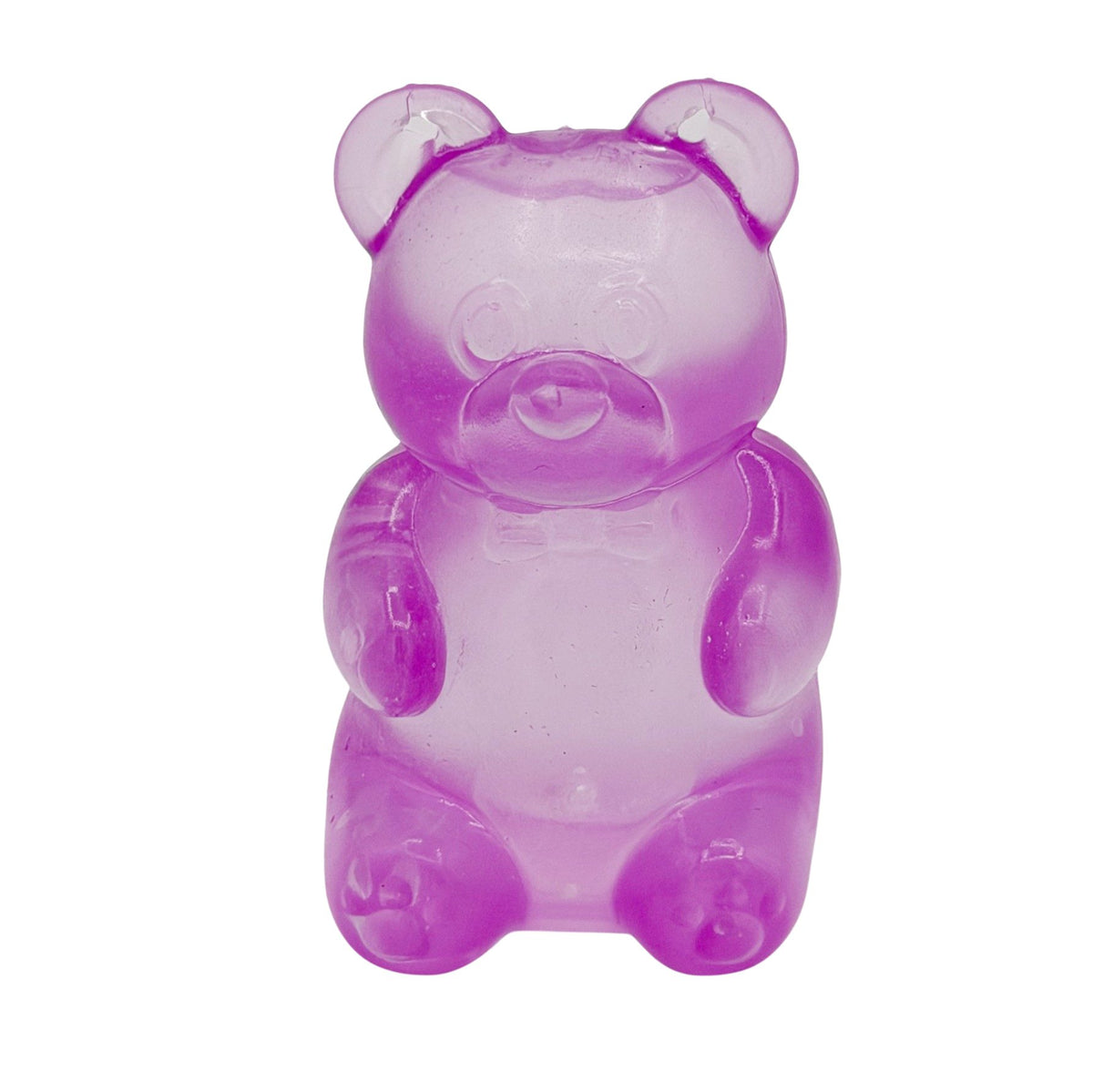 Jucarie Antistres Urs Fidget, Model Gummy Bear Comprimabil cu Revenire, Termoplastic, 4x4x7.5 cm, Mov