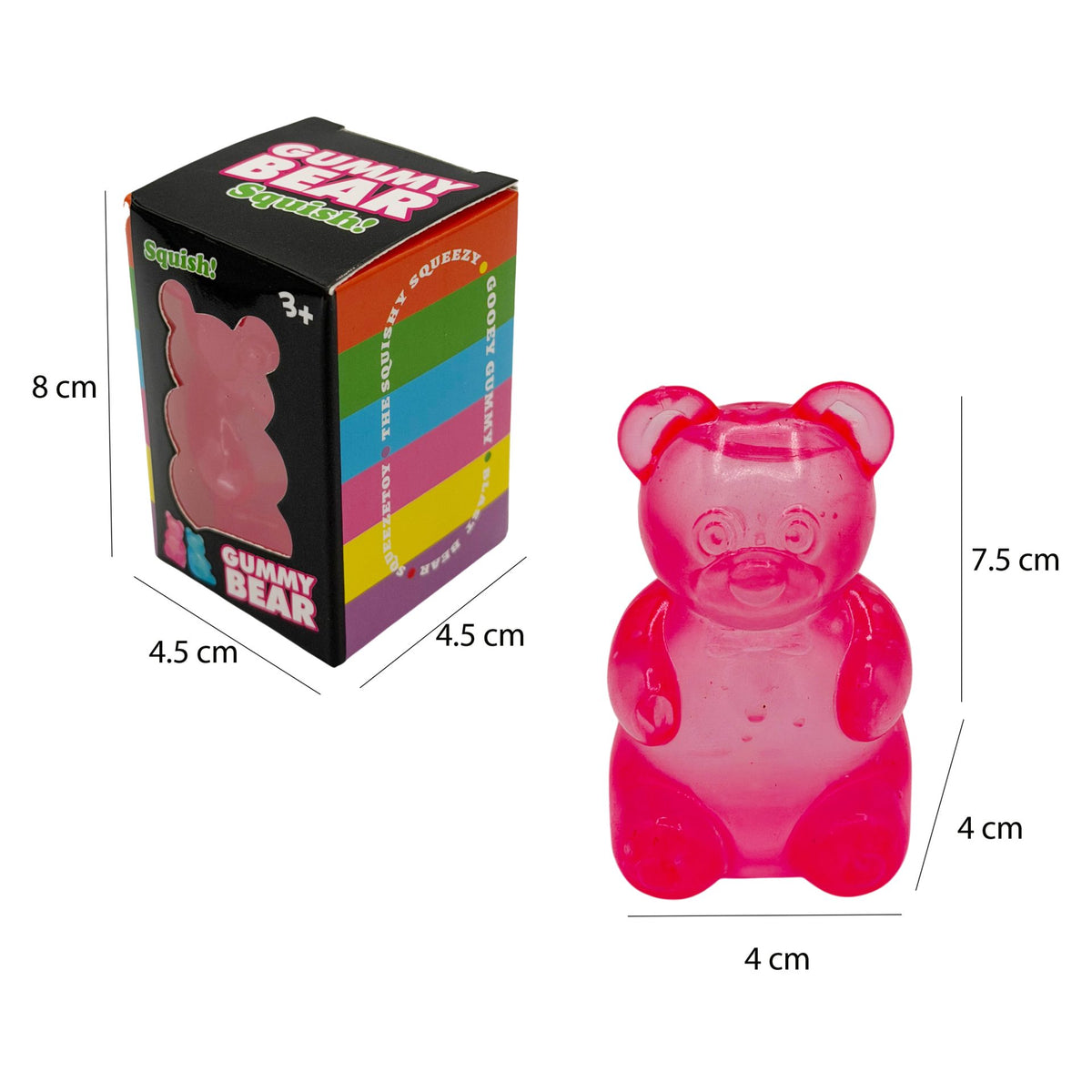 Jucarie Antistres Squishy, Model Gummy Bear, Comprimabila cu Revenire, Material Termoplastic, 4x4x7.5 cm, Roz