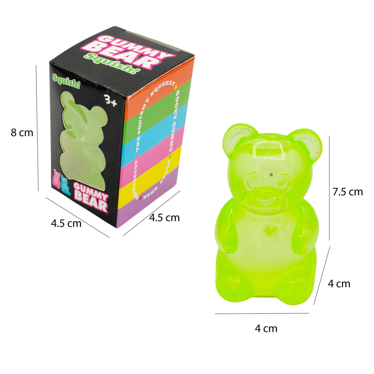 Jucarie Antistres Squishy, Urs Gummy Bear Senzorial, Material Termoplastic, 4x4x7.5 cm, Verde