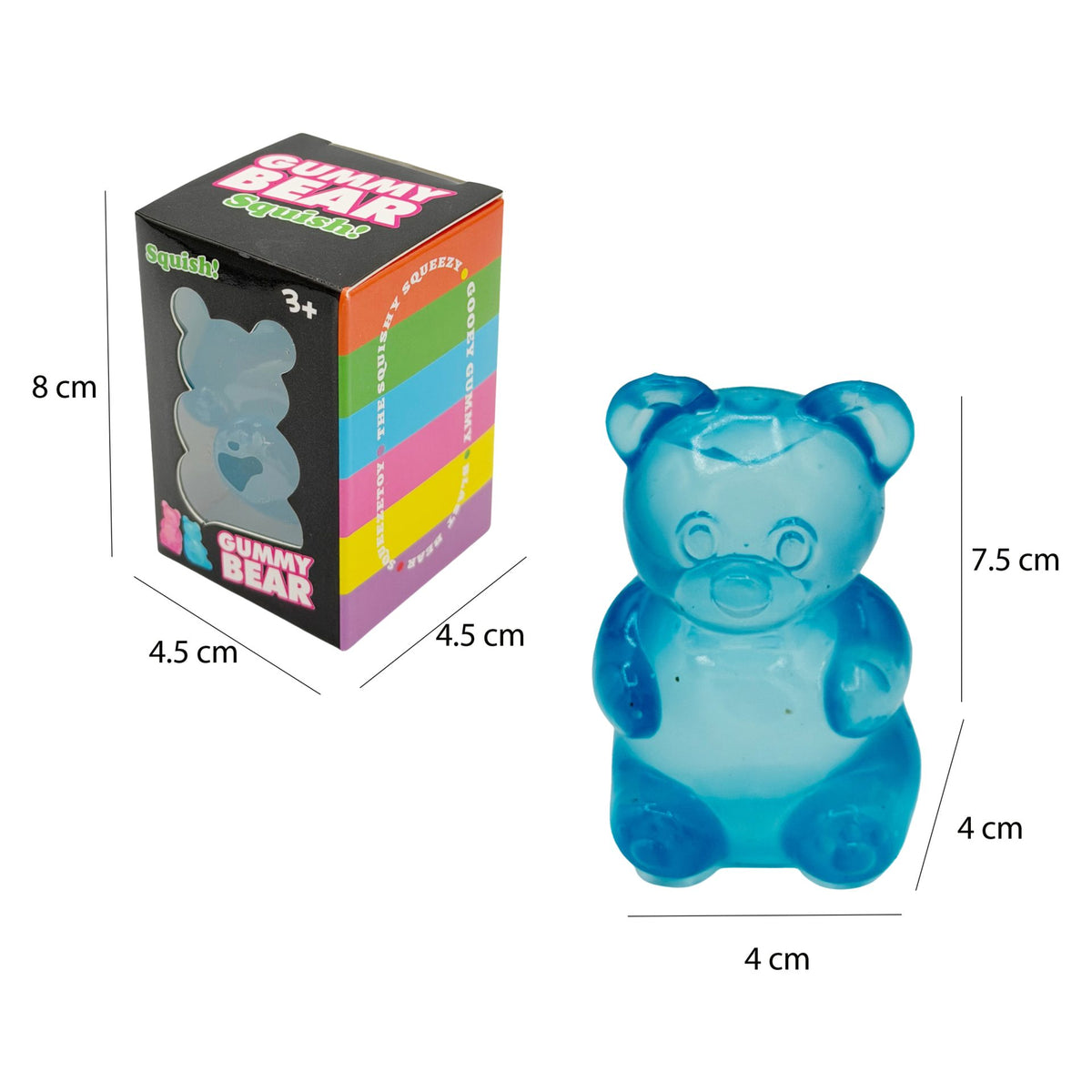 Jucarie Antistres Squishy, Model Gummy Bear Comprimabila cu Revenire, Termoplastic, 4x4x7.5 cm, Albastru