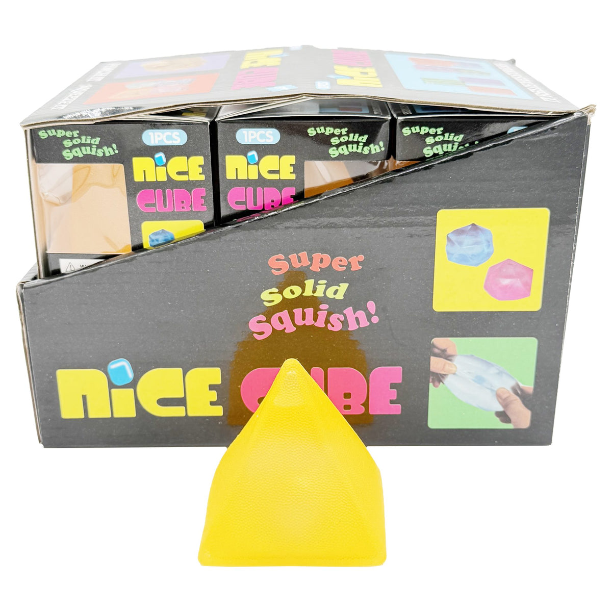 Jucarie Squishy Antistres, Piramida Fidget Comprimabila cu Revenire, Termoplastic, 7x6x6 cm, Galben
