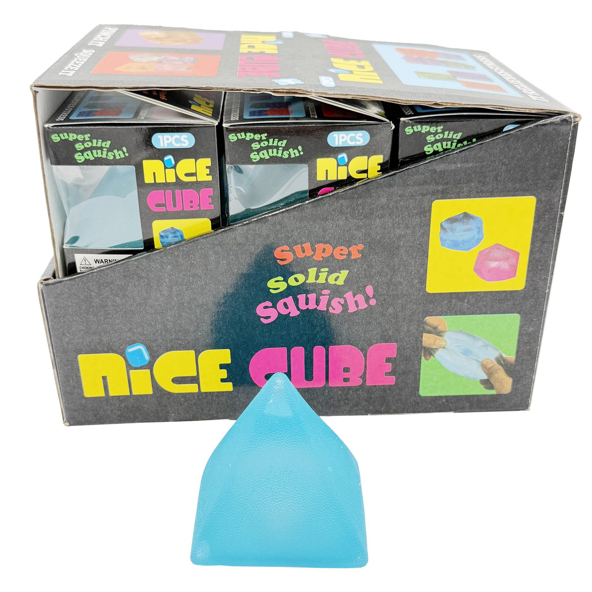 Jucarie Squishy Antistres, Piramida Fidget 3D Comprimabila, Termoplastic, 7x6x6 cm, Albastru