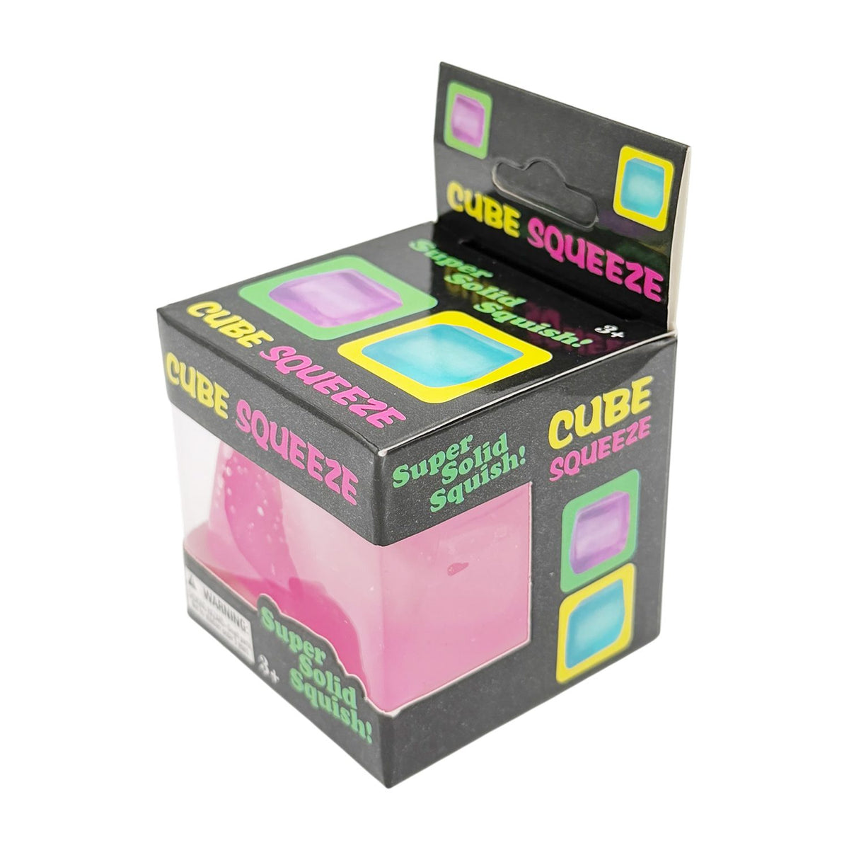 Jucarie Squishy Antistres, Cub Fidget Comprimabil cu Revenire, Termoplastic, Model Cub De Gheata Transparent, 5x5x5 cm, Roz