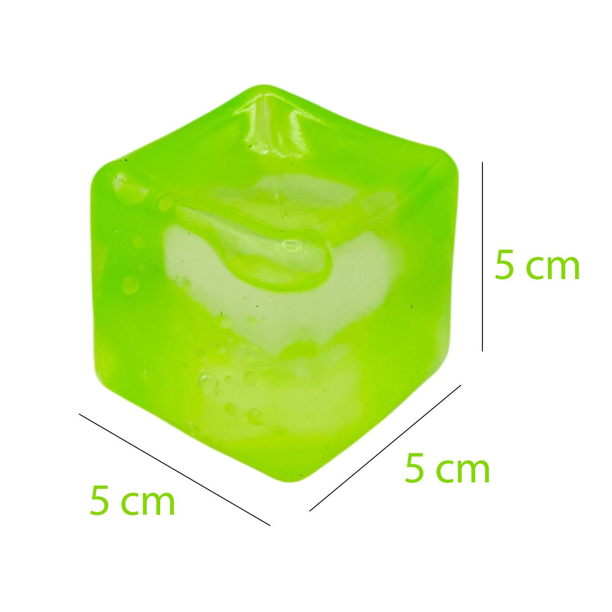 Jucarie Squishy Antistres, Cub Fidget Dumpling, Model Cub De Gheata Transparent, Termoplastic, 5x5x5 cm, Verde
