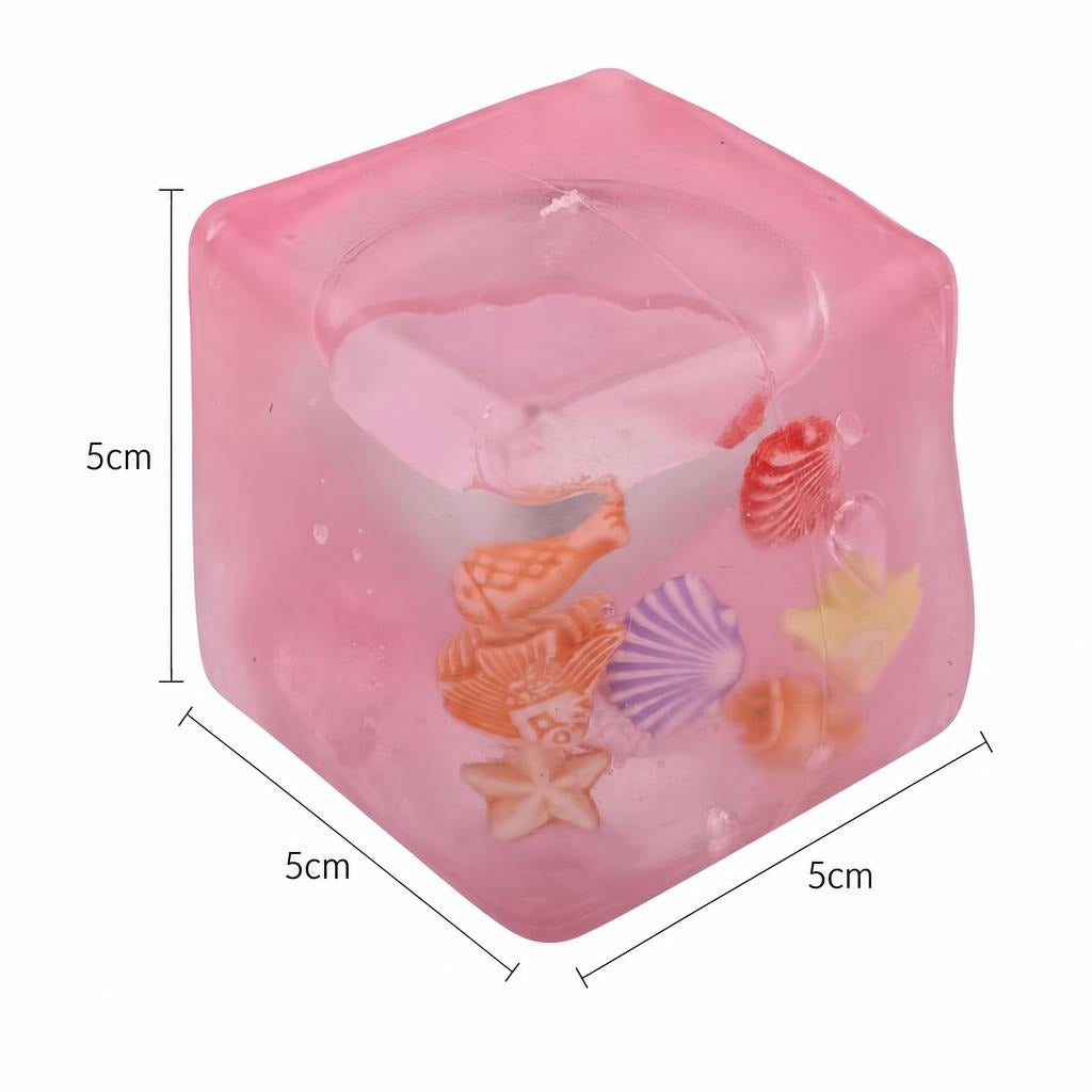 Jucarie Squishy Antistres Cub Fidget 3D, Model Ocean cu Scoici, Silicon Inalta Densitate, 5 cm, Roz
