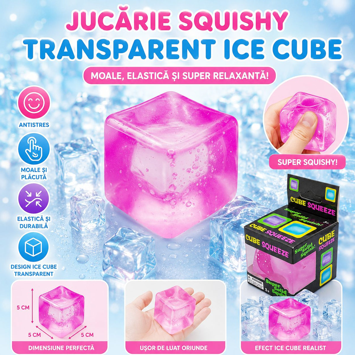 Jucarie Squishy Antistres, Cub Fidget Dumpling Senzorial, Comprimabil cu Revenire, Termoplastic, 5x5x5 cm, Culori Random