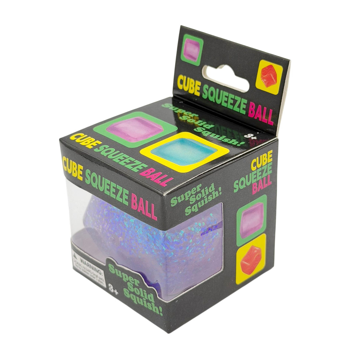 Jucarie Squishy Antistres, Model Cub De Gheata Cu Sclipici, Termoplastic Comprimabil, 5x5x5 cm, 120 g, Culori Random