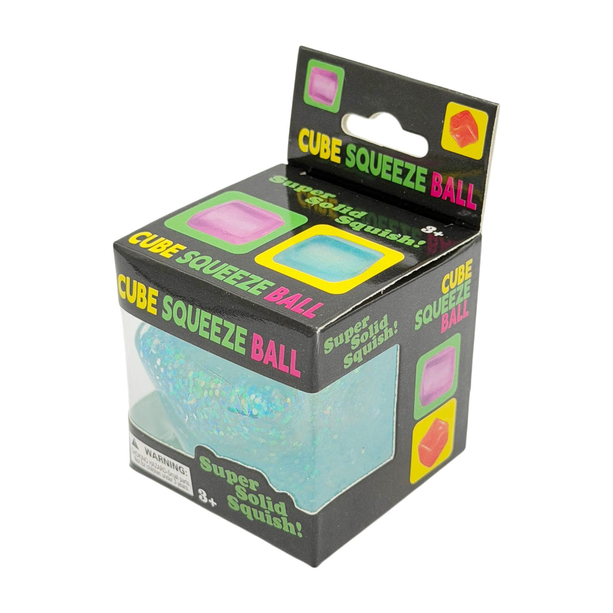 Jucarie Squishy Antistres, Model Cub De Gheata Cu Sclipici, Termoplastic Comprimabil, 5x5x5 cm, 120 g, Culori Random