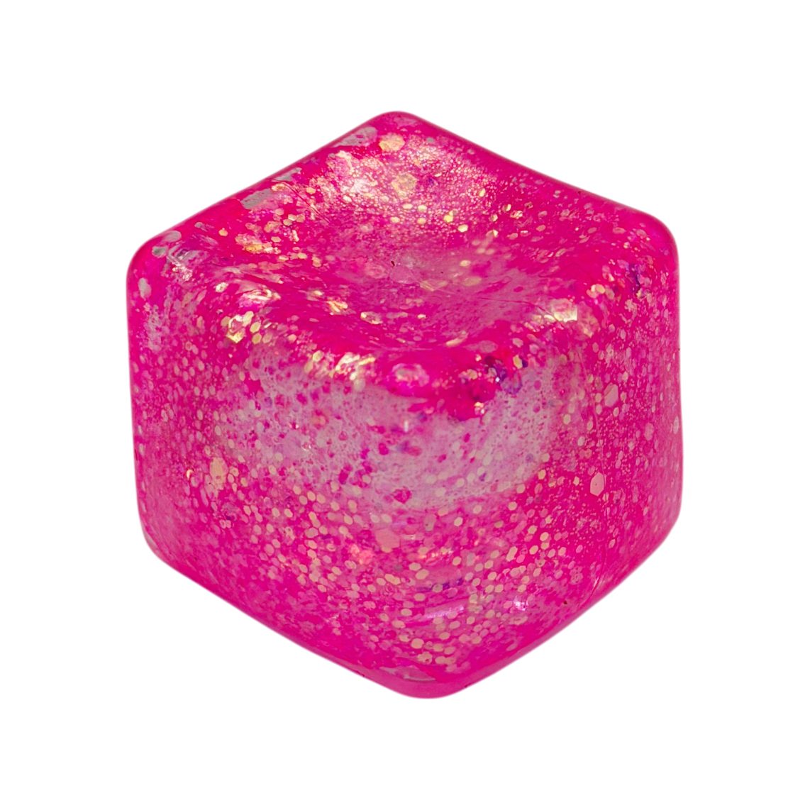 Jucarie Squishy Antistres, Model Cub De Gheata Cu Sclipici, Termoplastic Comprimabil, 5x5x5 cm, 120 g, Culori Random