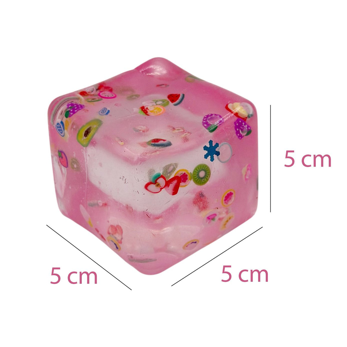Jucarie Squishy Antistres, Cub Fidget 3D cu Fructe, Termoplastic, 5x5x5 cm, Culori Random