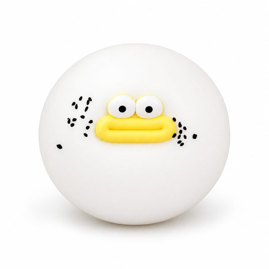 Jucarie Senzoriala Squishy Antistres, Model Gogoasa cu Ochi Mari, Revenire Lenta, Spuma PU Ecologica, 9 cm, Alb, 1 Bucata