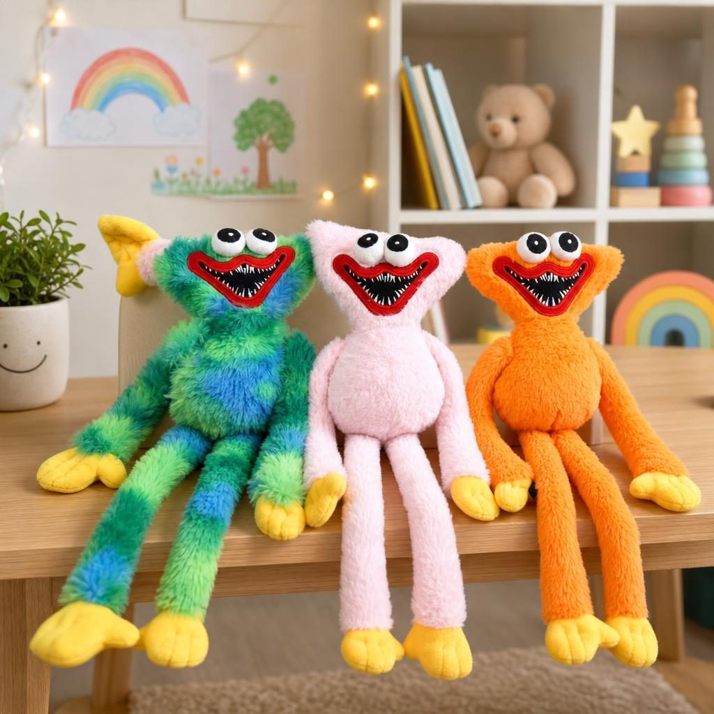 Jucarie De Plus Huggy Wuggy, Personaj Poppy Playtime Antistres, Plus Moale, Multicolor