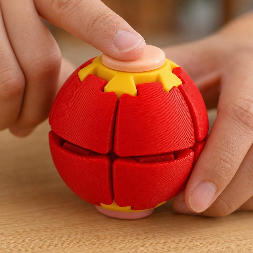 Minge Senzorială Antistres, Design Rotativ 3D Tip Fidget Spinner, Plastic, Roșu
