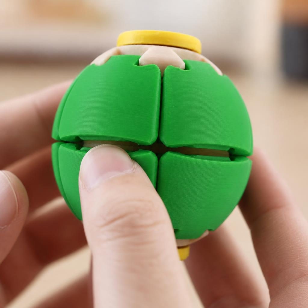 Minge Senzorială Antistres, Sistem Rotativ 3D Tip Fidget Spinner, Plastic, Verde, 6.5 x 6.5 x 6.5 cm