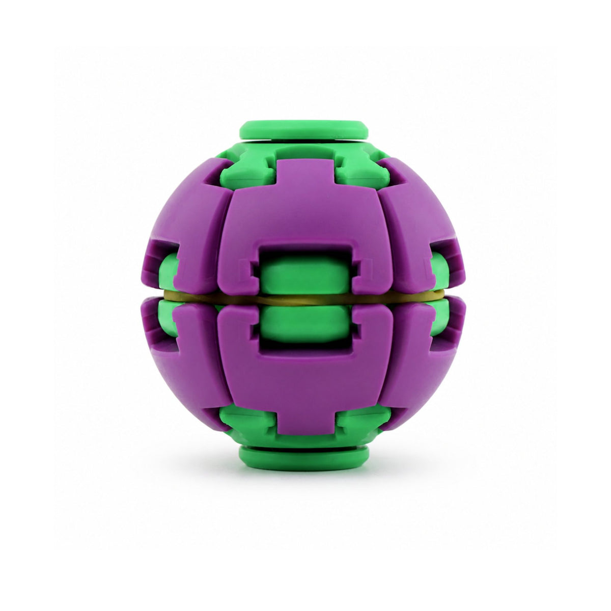 Jucarie Antistres Rotativa, Model Minge Push and Spin cu Structura 3D Interactiva, Plastic ABS, 6.3 cm, Albastru și Galben