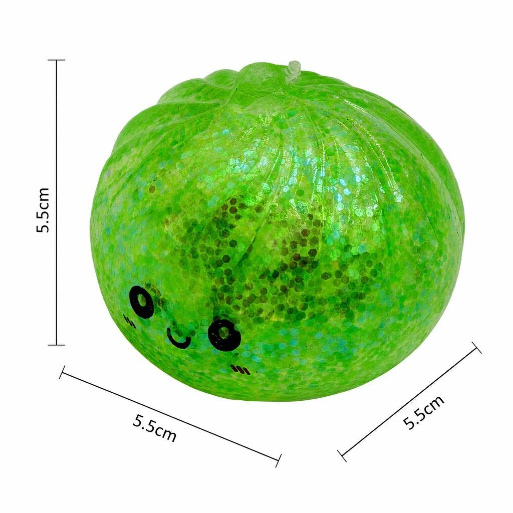 Squishy Dumpling Antistres, Fata Zambitoare cu Sclipici si Bile de Hidrogen, Revenire Lenta, Termoplastic, 5.5 x 5.5 x 5.5 cm, Culoare Mix