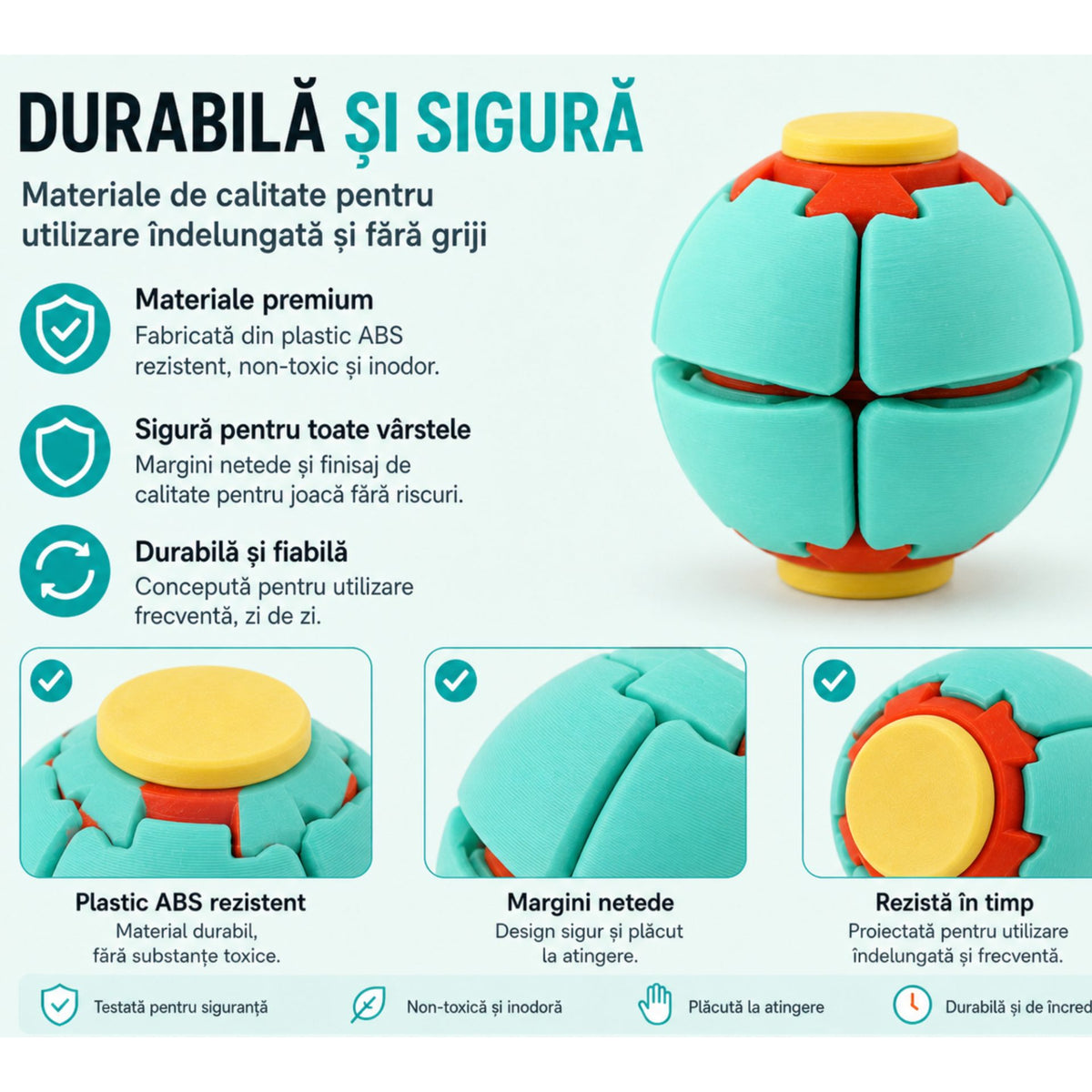 Tucraz Minge Senzorială Antistres, Sistem Rotativ 3D Interactiv, Plastic, Roșu, 6.5 x 6.5 x 6.5 cm