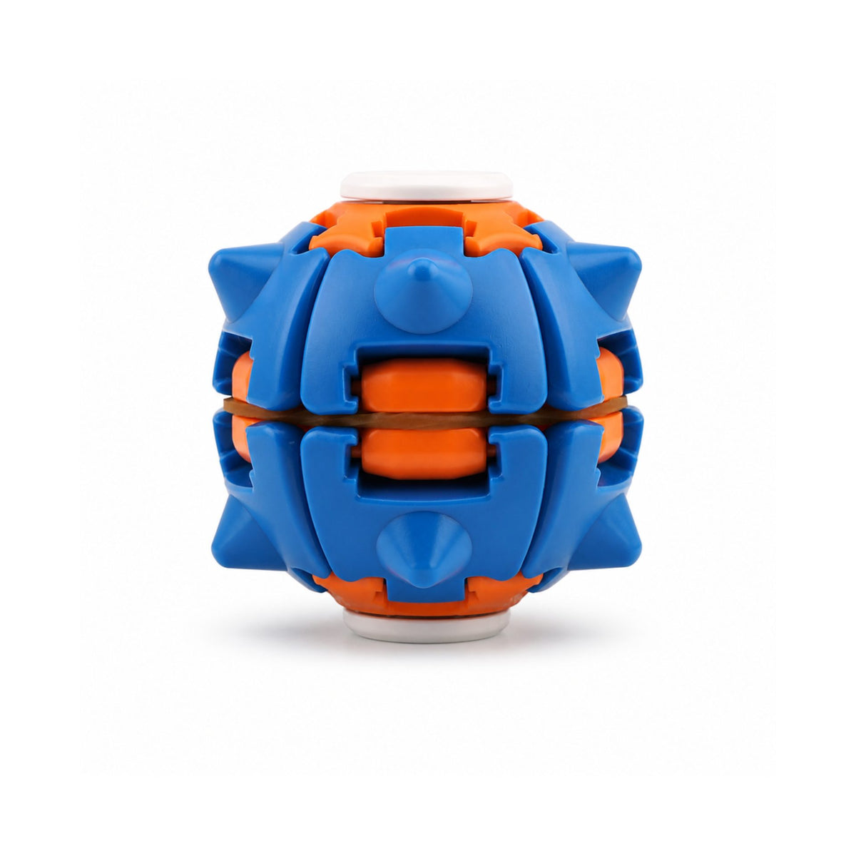 Jucarie Antistres Push And Spin, Structura 3D Interactiva, Plastic ABS, 6.3 cm, Albastru Inchis si Portocaliu