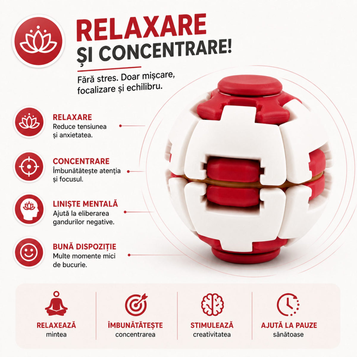 Jucarie Antistres Rotativa, Model Minge Push And Spin, Structura 3D Interactiva, Plastic ABS, 6.3x6 cm, Albastru Galben