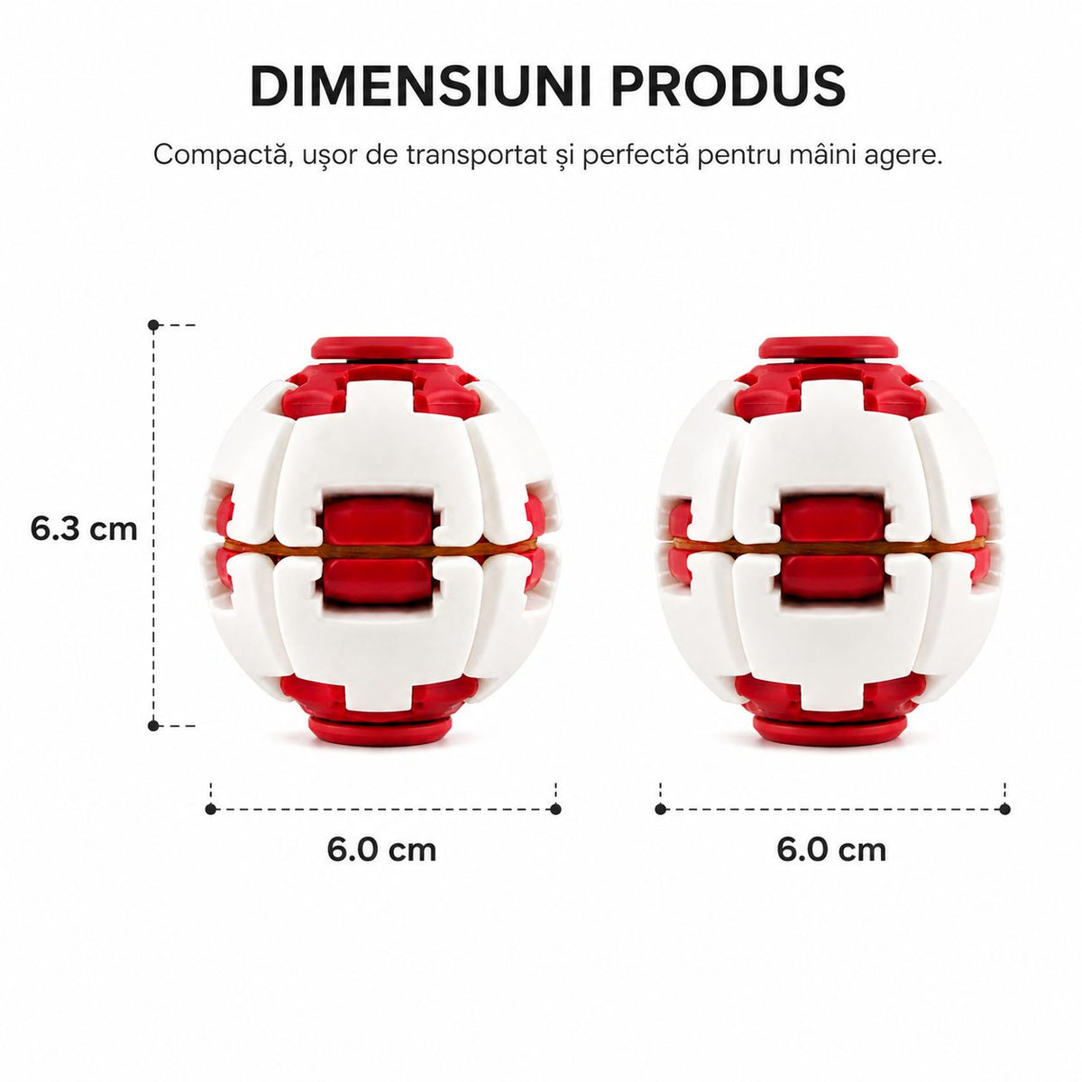 Jucarie Antistres Rotativa, Model Minge Push And Spin, Structura 3D Interactiva, Plastic ABS, 6.3x6 cm, Albastru Galben