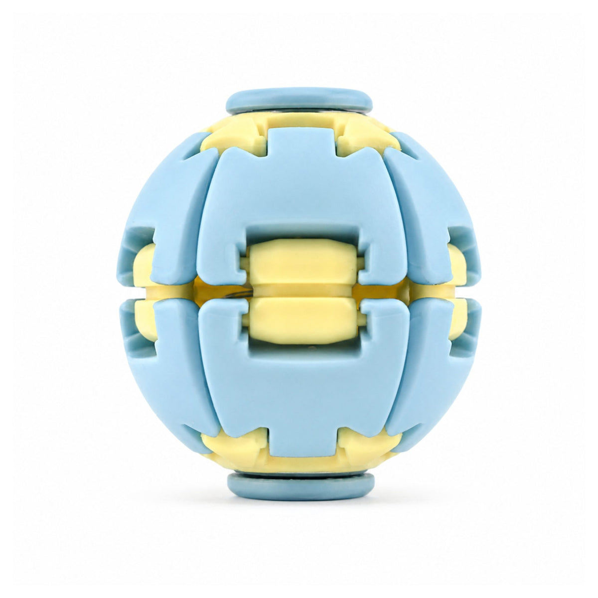 Jucarie Antistres Minge Puzzle, Structura 3D Interactiva Push and Spin, Plastic ABS, 6.3 cm, Albastru Dechis