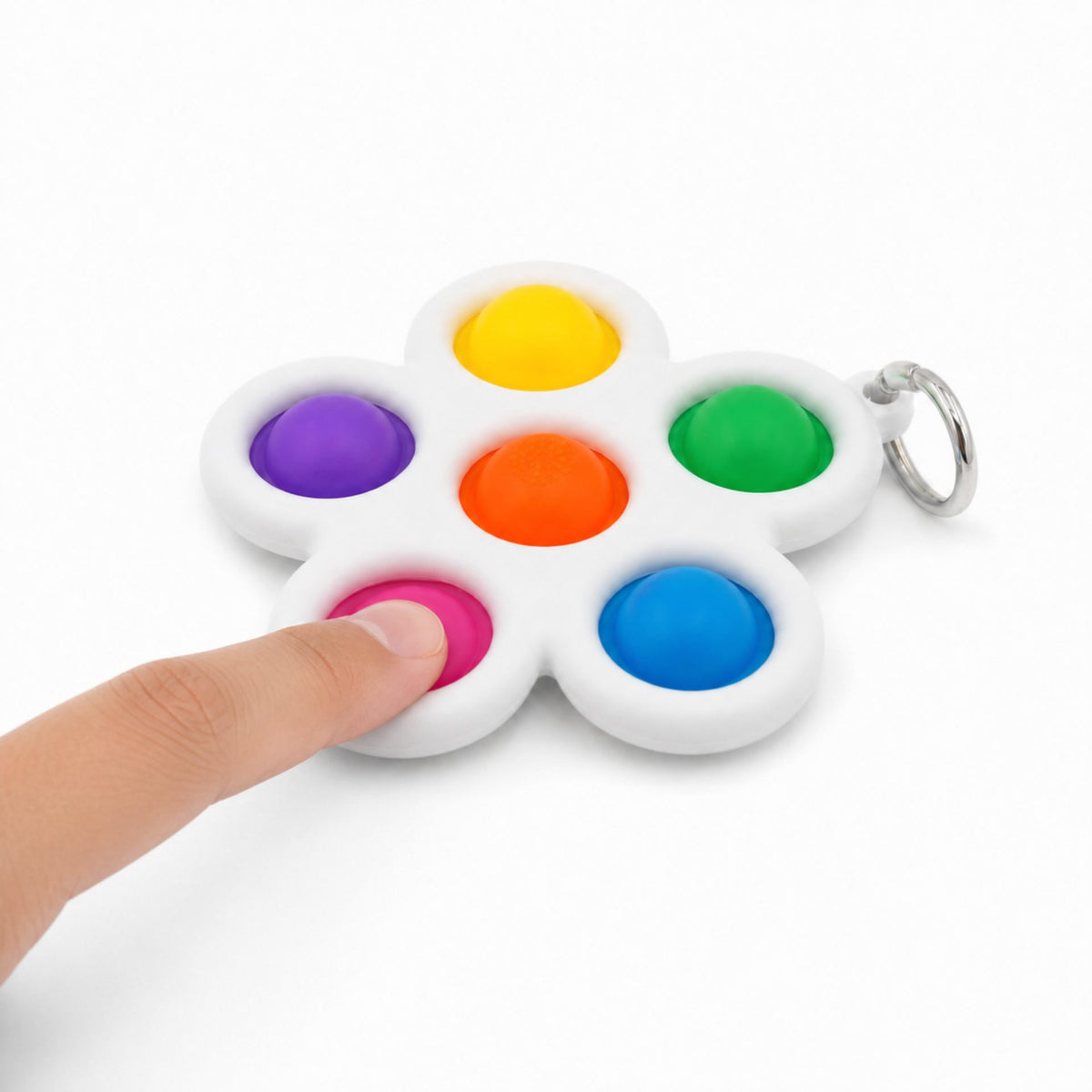 Jucarie Senzoriala Antistres Push Pop Bubble Fidget, Breloc Model Floare, Silicon, Multicolor