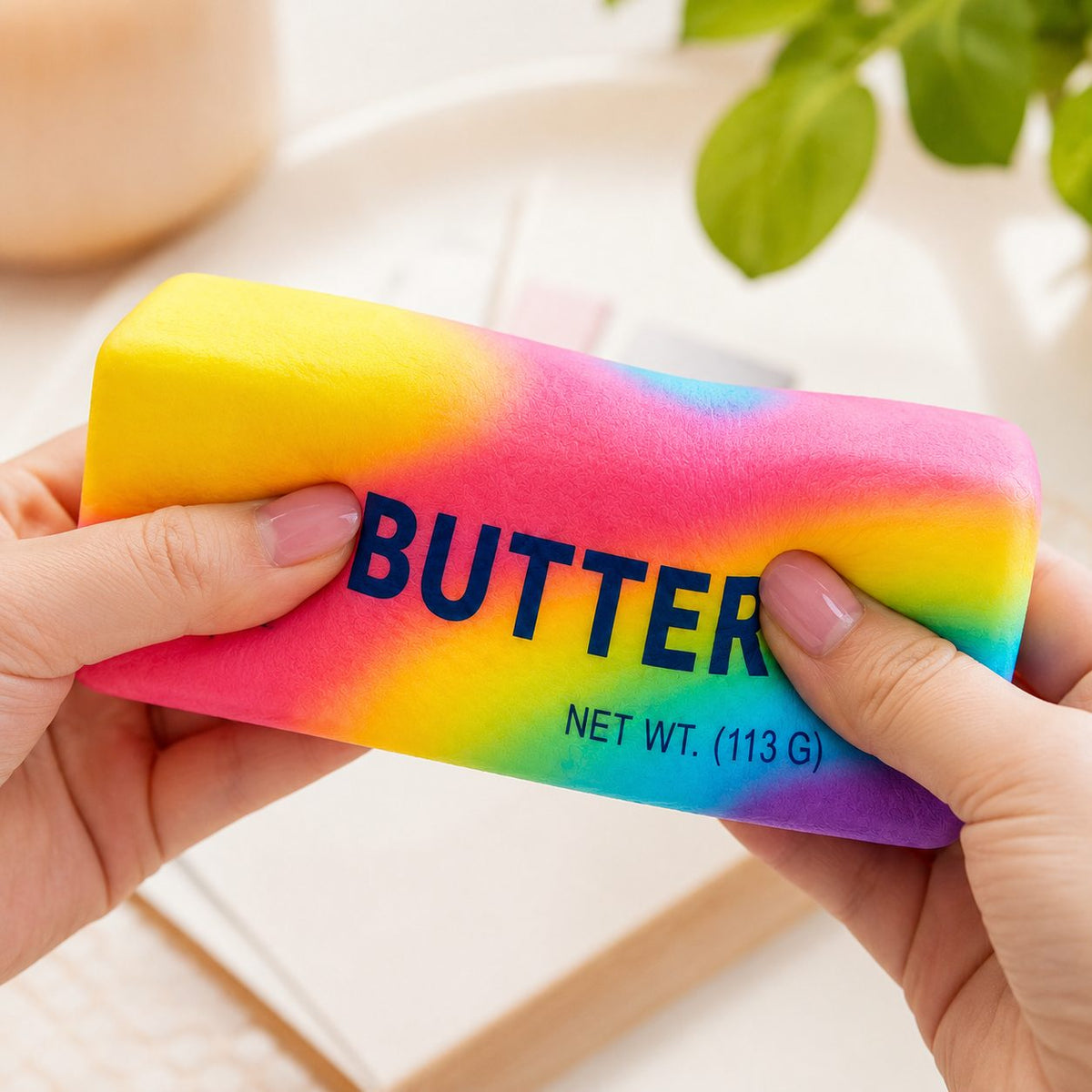 Jucărie Squishy Antistres, Formă De Unt Slow Rising, Spumă Poliuretanică, 14 cm, Multicolor