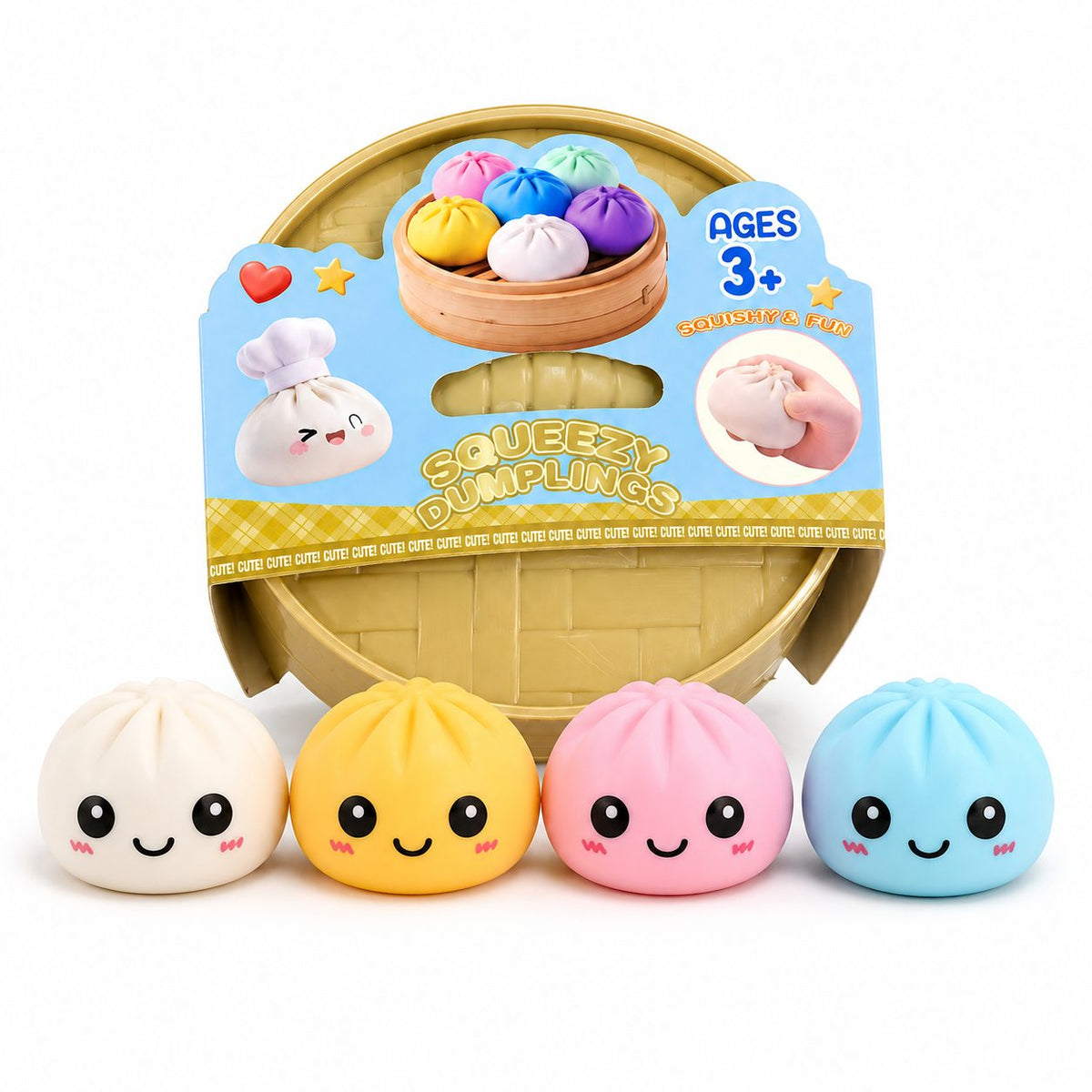 Jucarie Senzoriala Antistres, Model Dumpling Squishy, Textura Moale, Silicon Si Plastic, 5 cm, Culoare Aleatorie