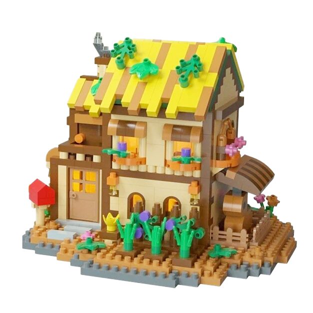 Set Constructie Forest Log Cabin, Model Casuta Din Gradina, Material ABS Durabil, 834 Piese, 12.2x10.2x9.6 cm, Multicolor