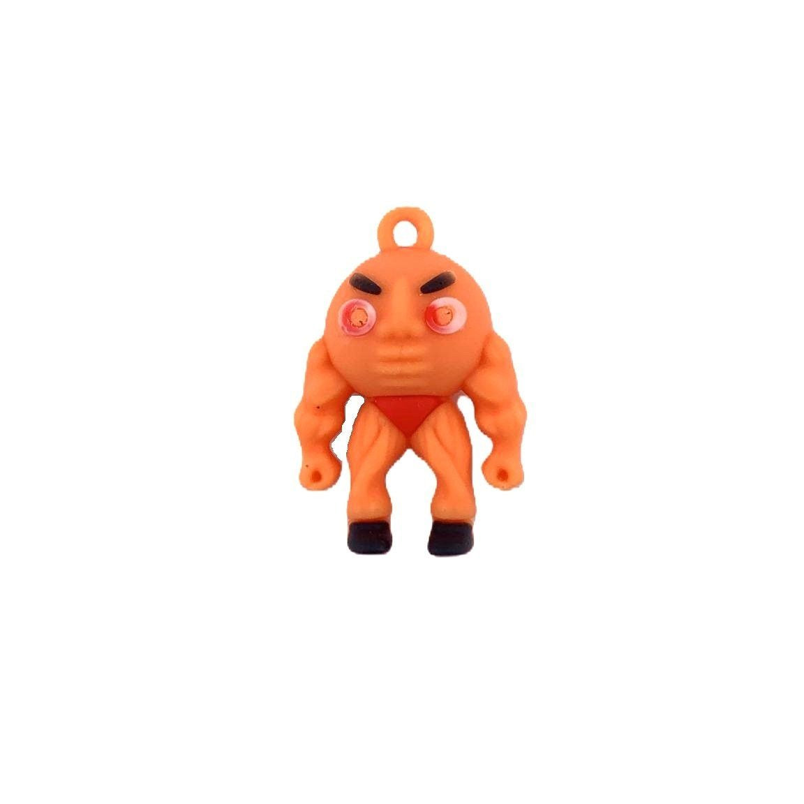 Breloc de Chei Muscle Man, Figurina Brainrot U Din Din Dun, Silicon Flexibil, 4 cm, Portocaliu
