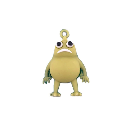 Breloc de Chei cu Figurina Slow Seline, Accesoriu Ghiozdan pentru Copii, Silicon Flexibil, 4 cm, Verde Mustar