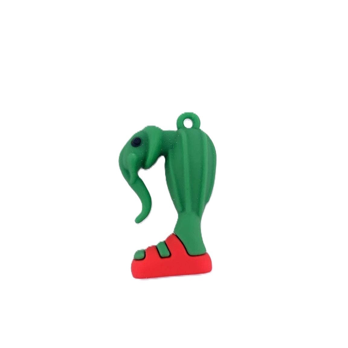 Breloc de Chei pentru Copii, Figurina Elefant Cactus Lirili Larila, Jucarie Dezvoltare Motorie, Silicon Premium, 4 cm, Verde/Rosu