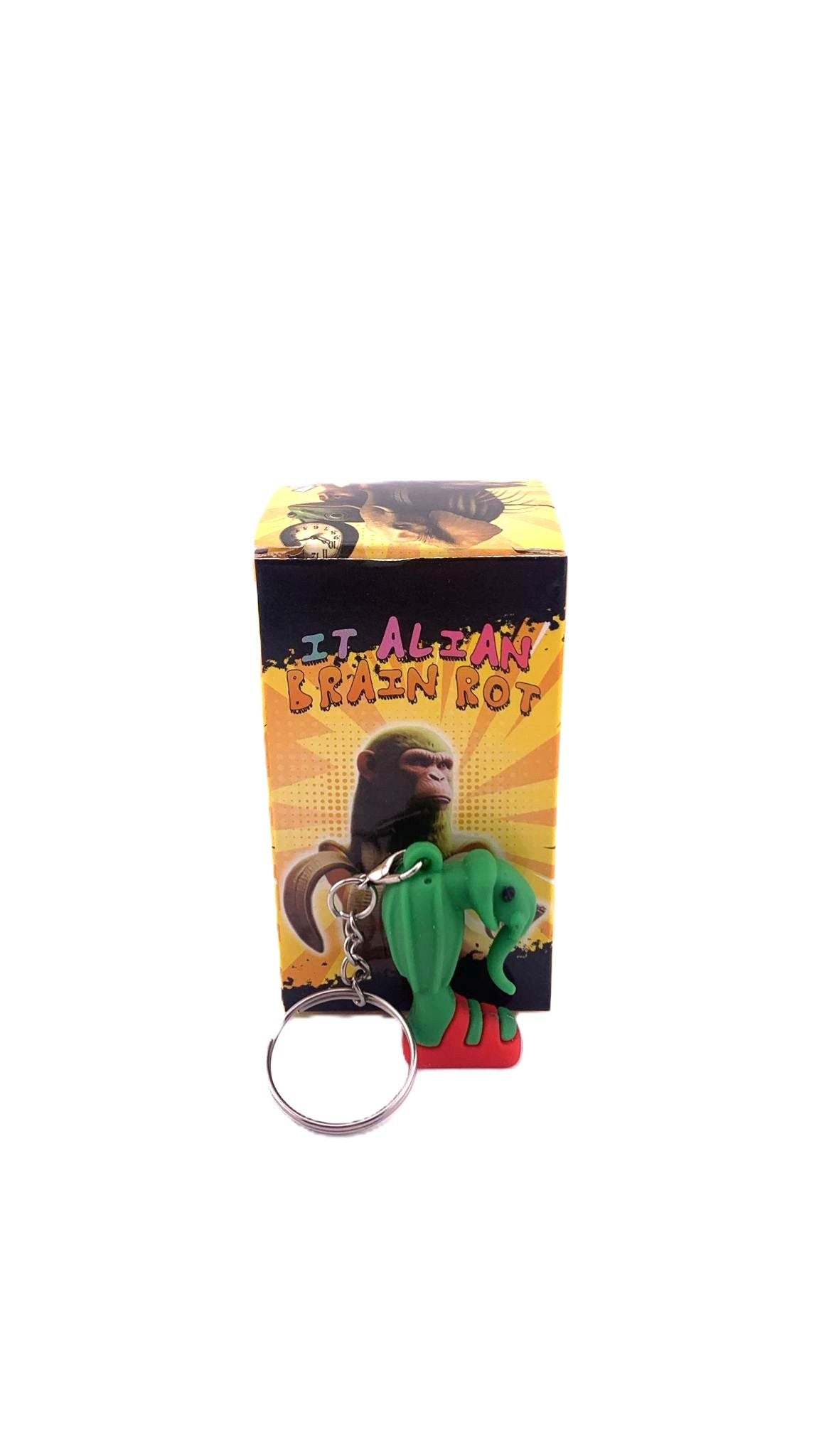 Breloc de Chei pentru Copii, Figurina Elefant Cactus Lirili Larila, Jucarie Dezvoltare Motorie, Silicon Premium, 4 cm, Verde/Rosu