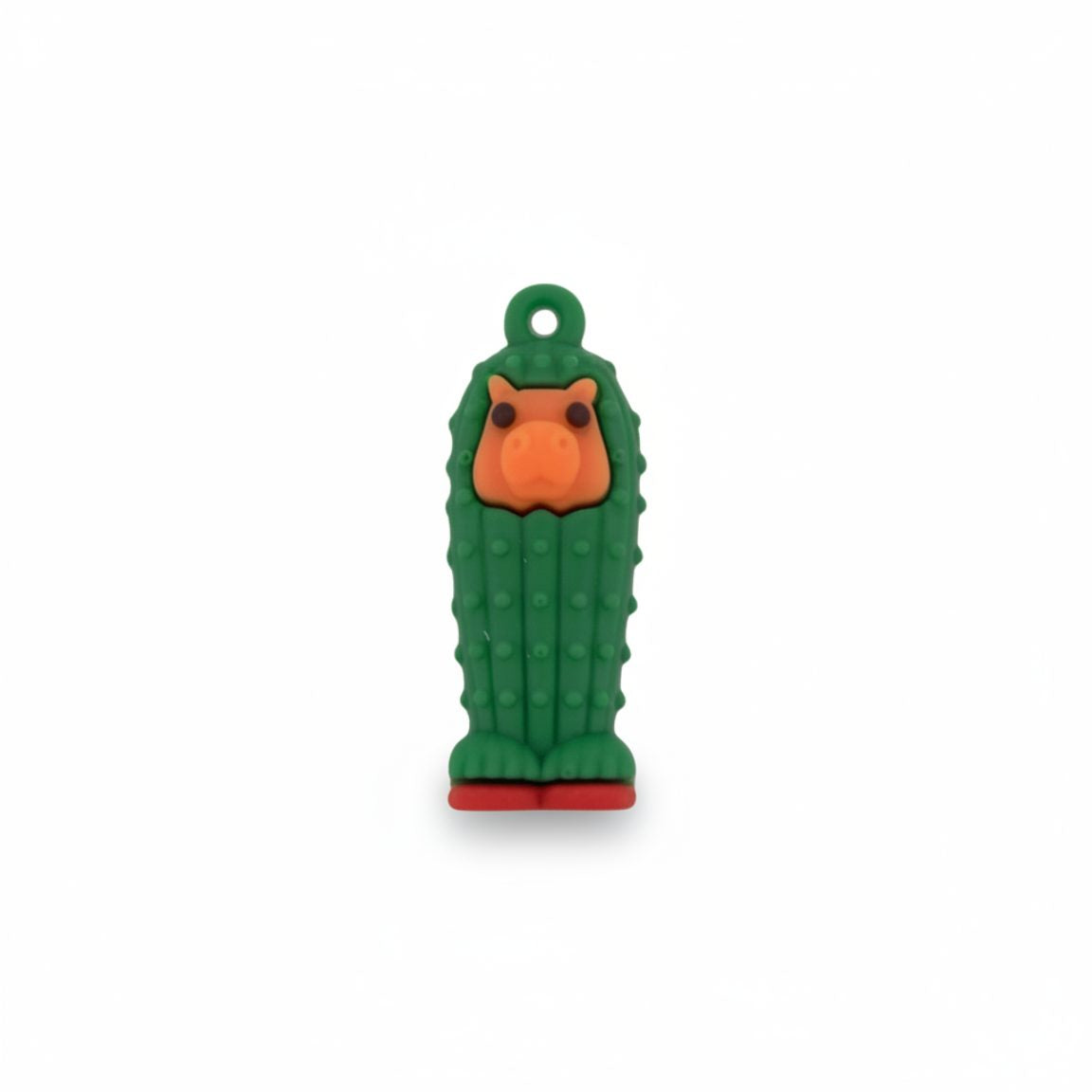 Breloc de Chei Cacto Hipopotamo, Figurina Interactiva Antistres pentru Copii, Silicon Flexibil, 4 cm, Verde
