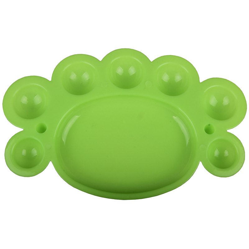 Paleta Pentru Pictura, Forma De Laba De Urs, 7 Compartimente, Plastic, Verde, 16.5 x 10.4 cm