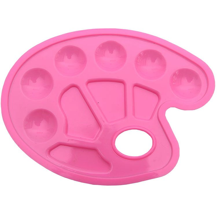 Paleta Pentru Pictura, Tava Amestecat Culori cu 10 Compartimente, Plastic Rezistent, 30 x 20 x 1.7 cm, Roz