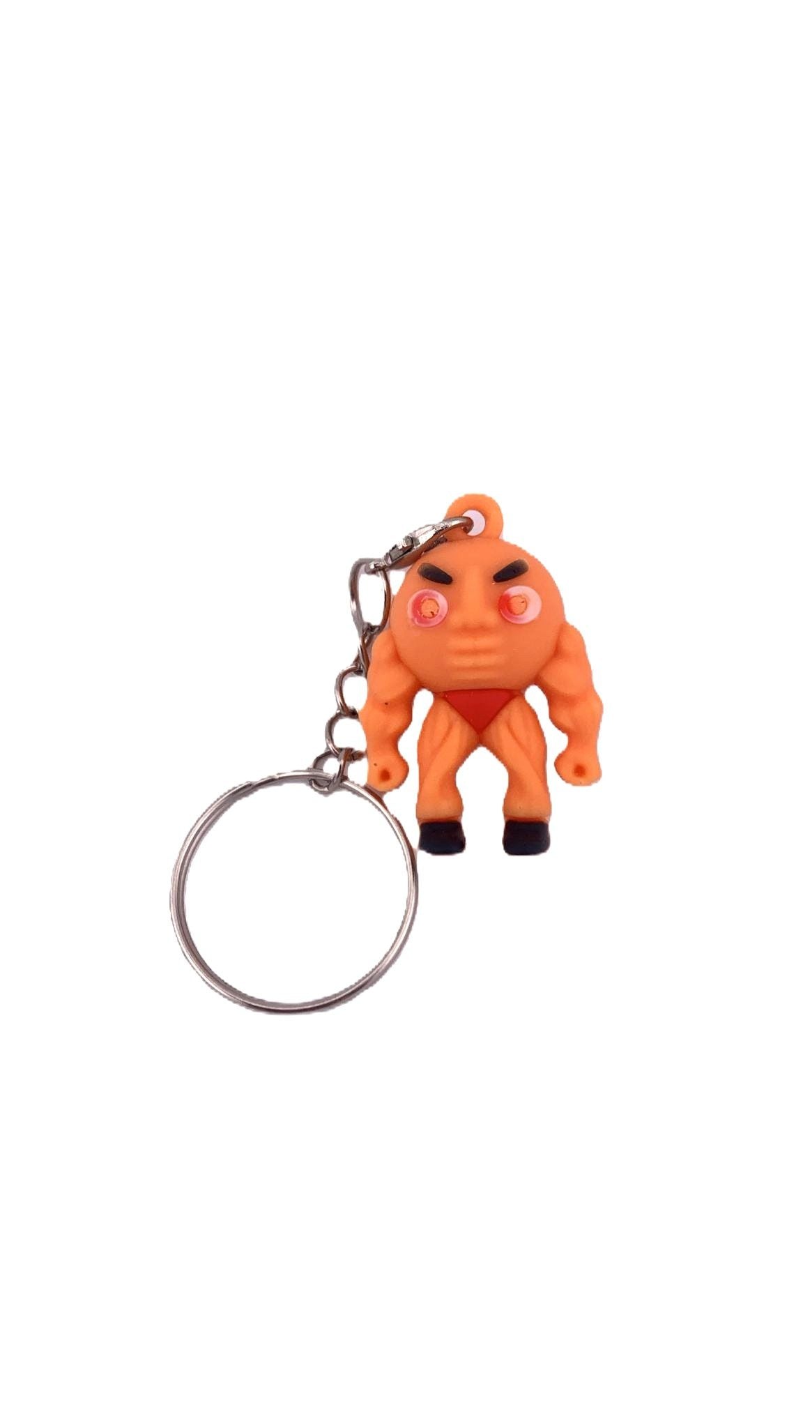 Breloc de Chei Muscle Man, Figurina Brainrot U Din Din Dun, Silicon Flexibil, 4 cm, Portocaliu