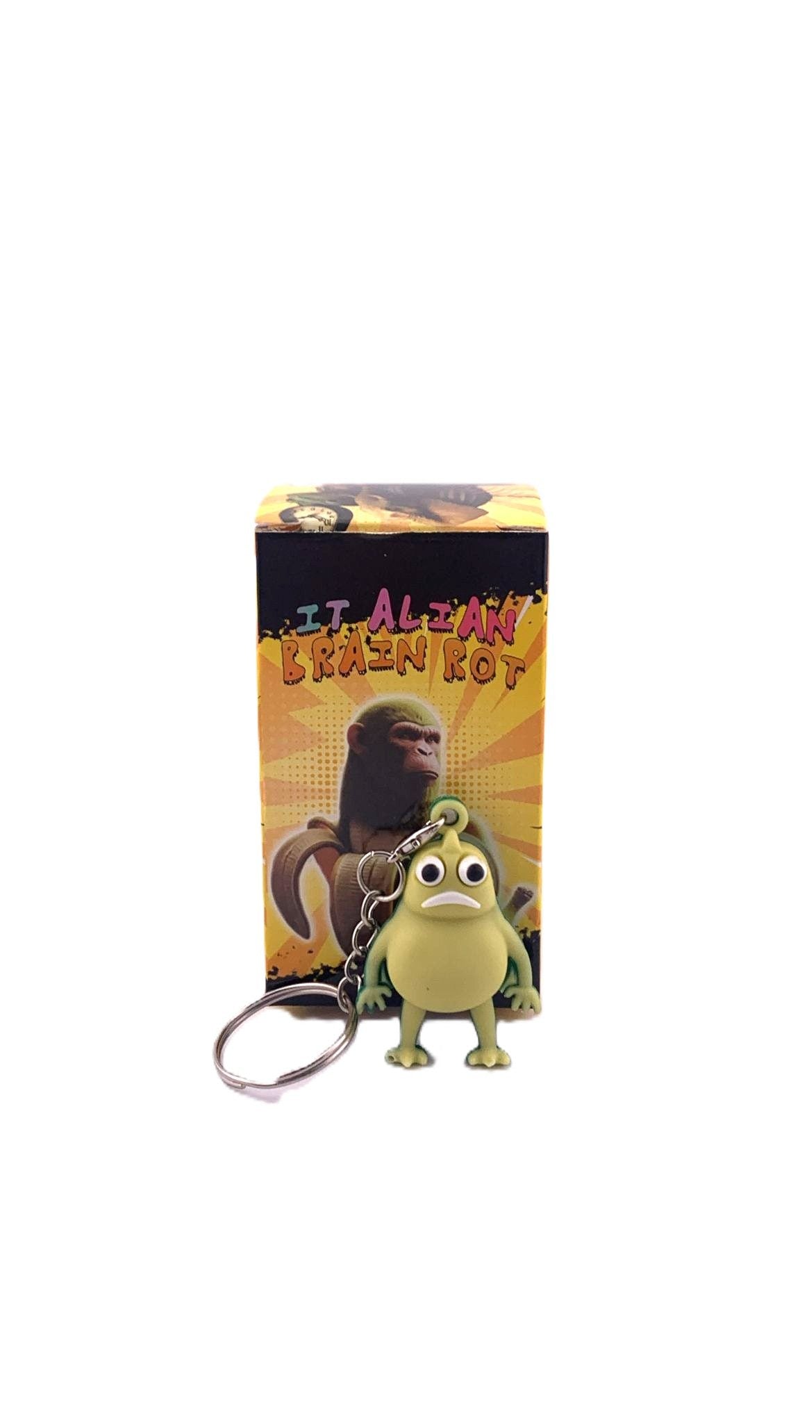 Breloc de Chei cu Figurina Slow Seline, Accesoriu Ghiozdan pentru Copii, Silicon Flexibil, 4 cm, Verde Mustar