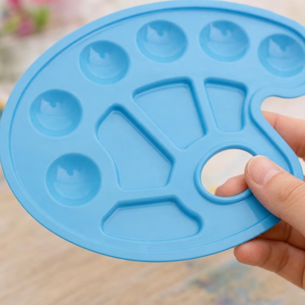 Paleta Pentru Pictura, Tava Amestecat Culori cu 11 Compartimente, Plastic Rezistent, 30 x 20 x 1.7 cm, Albastru